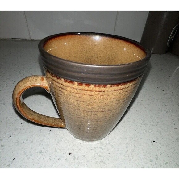 Sango Coffee Mugs Omega Cocoa Brown 4661 Set of 2 Pair Artisan Tea Espresso Cups - Picture 8 of 8